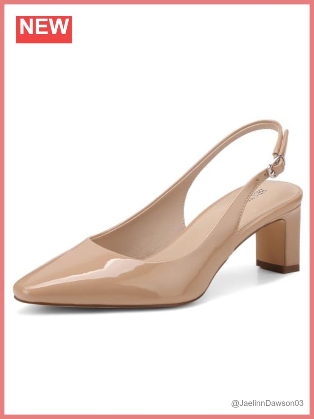 Women Slingback Block Heel Pumps Closed Toe 2.2 Inch Heels Faux Leather